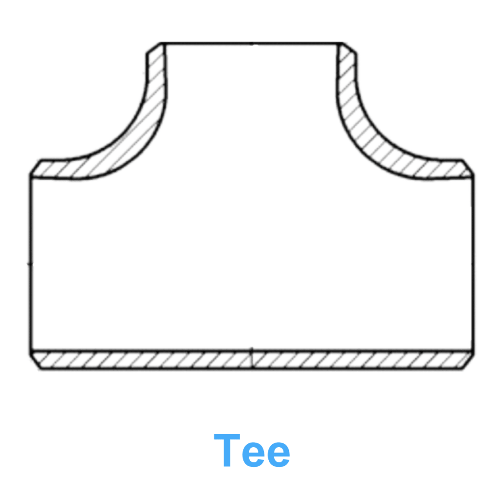 ASME B16.9 stainless steel tee by S&S Stainless, available in equal and reducing types for stainless piping systems.